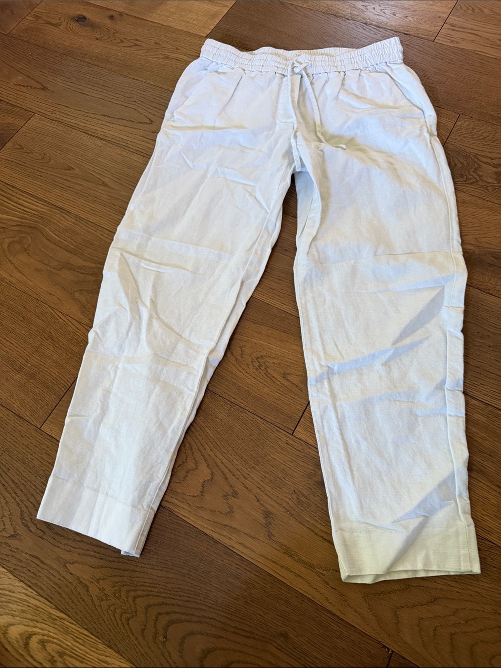 J. Crew White Drawstring Cotton-Linen Chinos